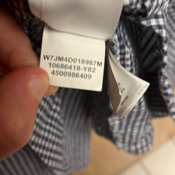 Anne Klein Gingham Plaid Blue Shirt - Picture 5 of 7
